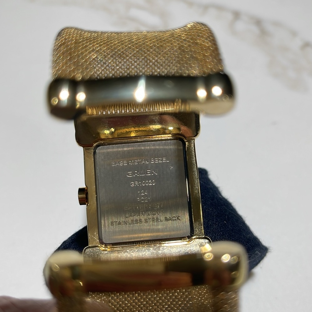 GRUEN GR10020 Quartz Roman Numerals Metal Bezel Stainless Steel Vintage - Picture 8 of 10